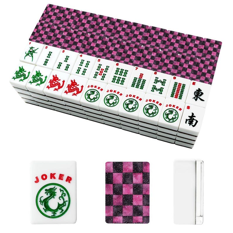 Checkered Mahjong Tiles Set - Modern Game Pieces Bild 5