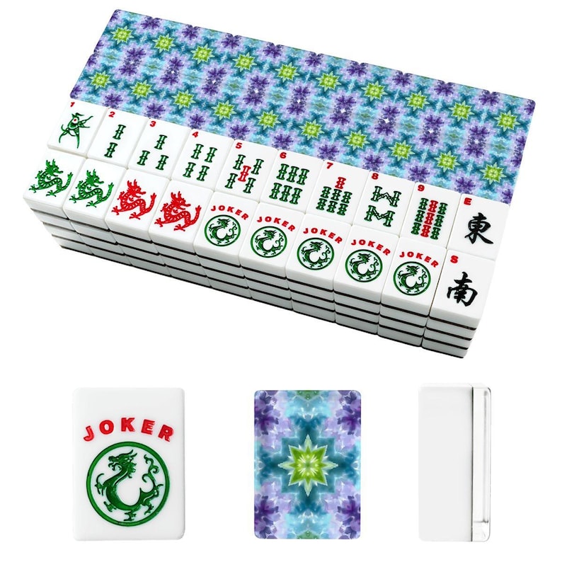 Tie Dye American Mahjong Tiles Set - Colorful Rainbow Game Pieces Vintage Retro Style image 3