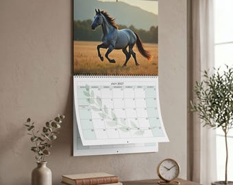 Horse Photography Wall Calendar 2027, Writable Matte Paper, Wire Binding