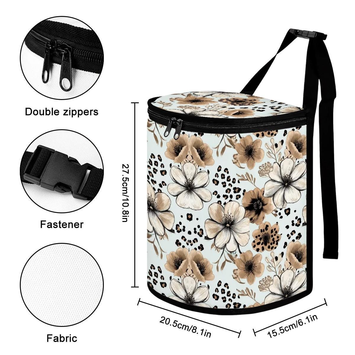 Stylish Floral Cheetah Bucket Car Trash Bin: Organize Your Vehicle with Animal Print - Thumbnail 2