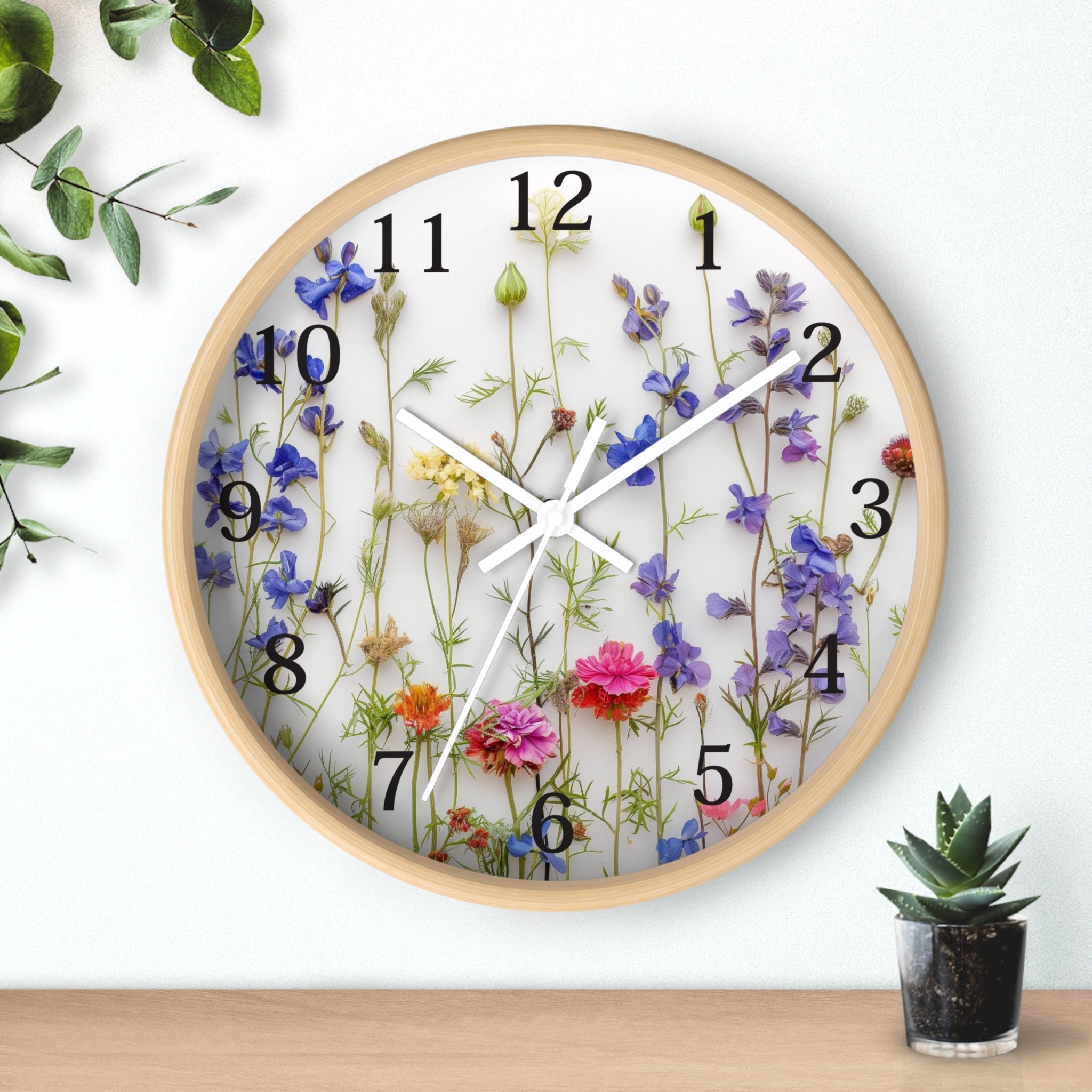 Floral Wall Clock: Botanical Print, Silent Timepiece - Thumbnail 6
