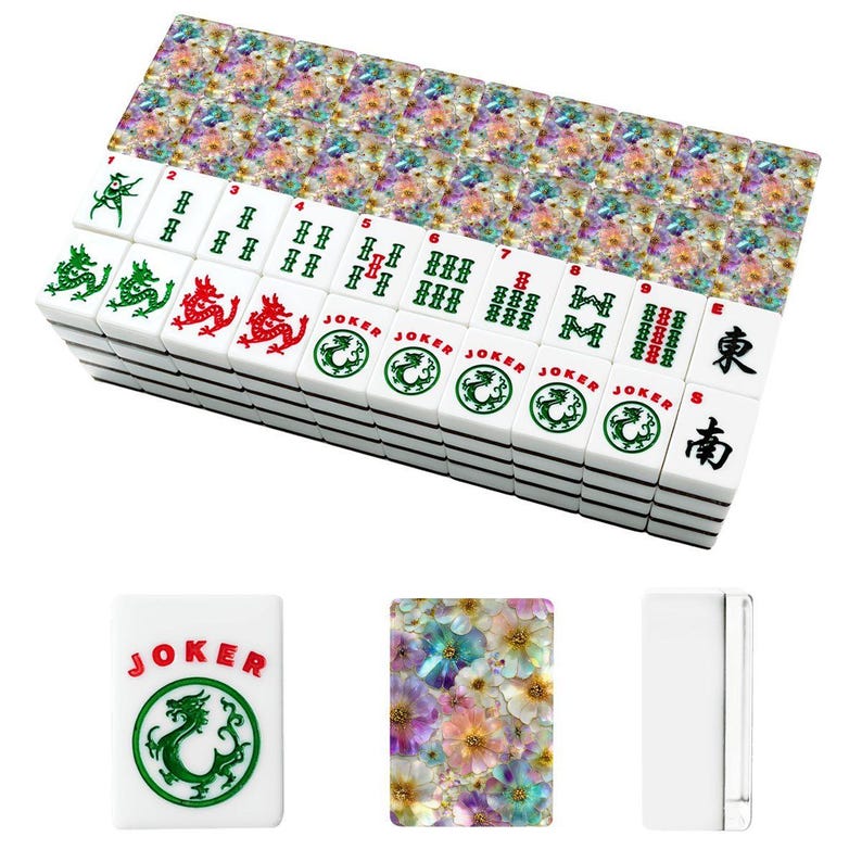 Floral American Mahjong Tiles – Acrylic Game Set with Vibrant Flower Designs image 7