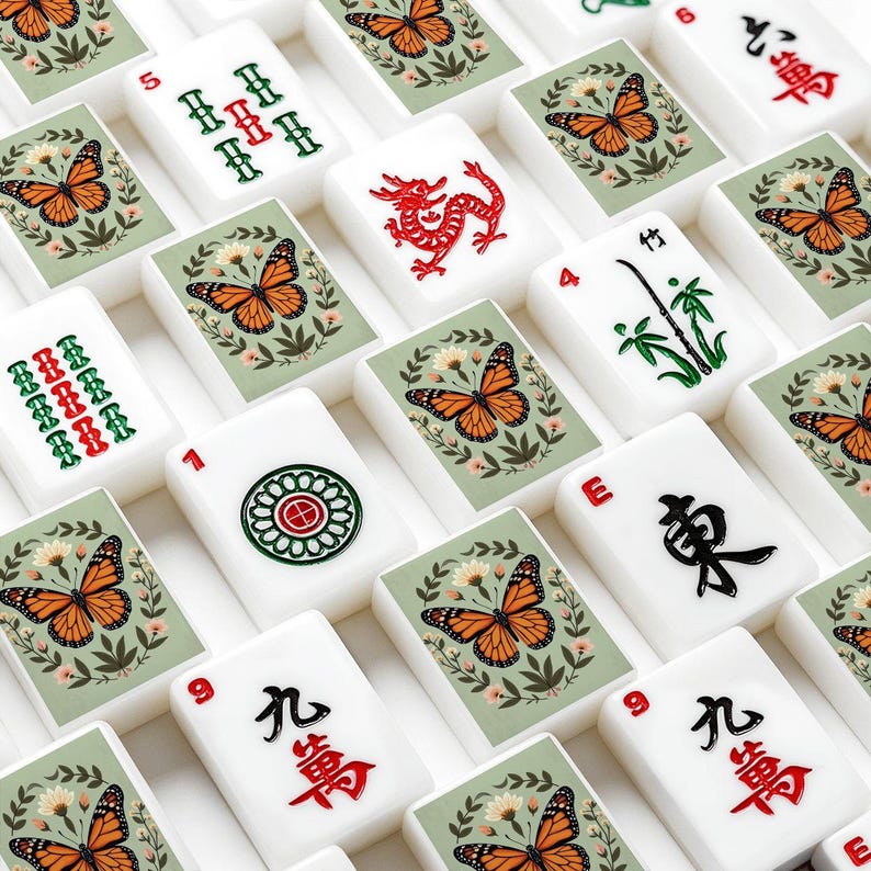 Butterfly Mahjong Tiles Set – Acrylic American Mahjong Game Pieces imagem 8