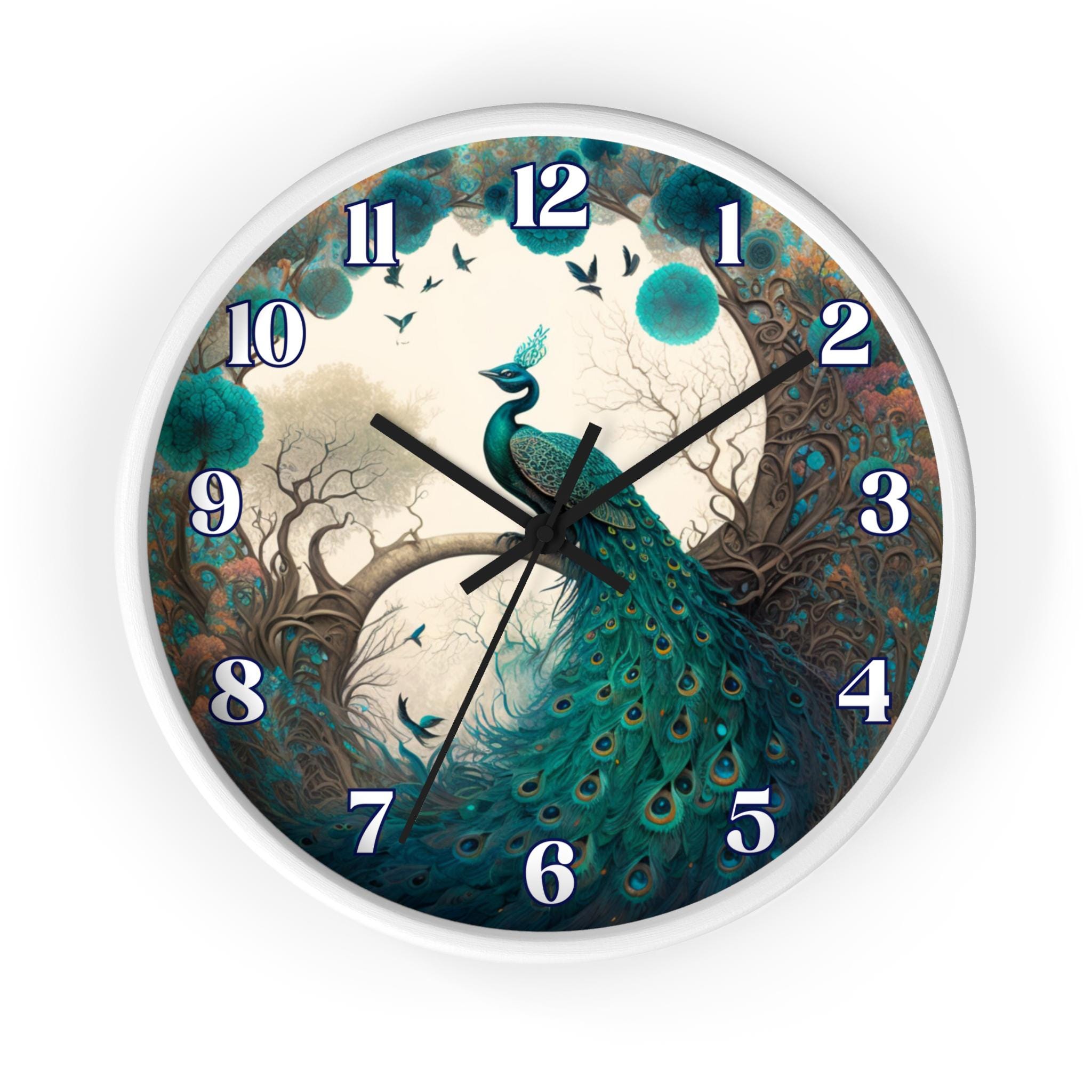Peacock Round Wall Clock: Unique Handcrafted Decor for Bird Enthusiasts and Stylish Homes - Thumbnail 7