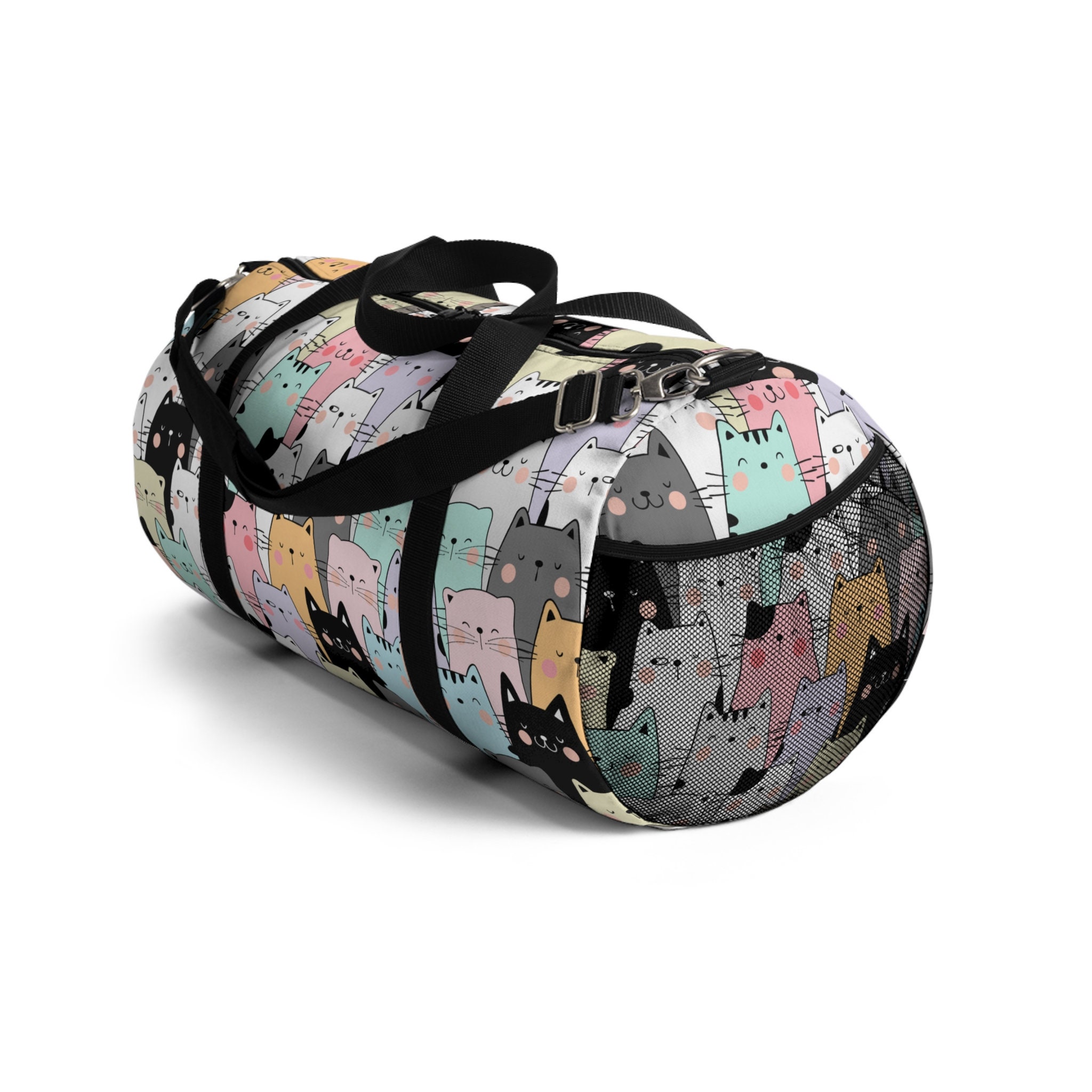 Pastel Cat Duffel Bag, Colorful Gym & Travel Tote, Vacation - Thumbnail 6