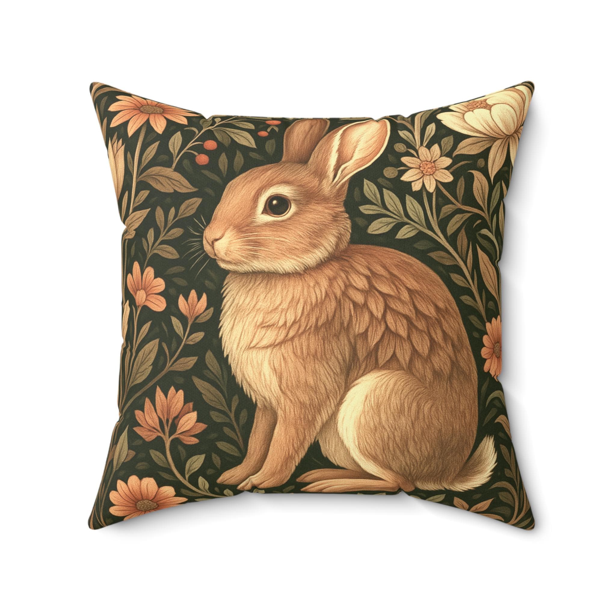 Faux Suede Bunny Throw Pillow - Square Cushion for Home Decor, Host Gift - Thumbnail 4
