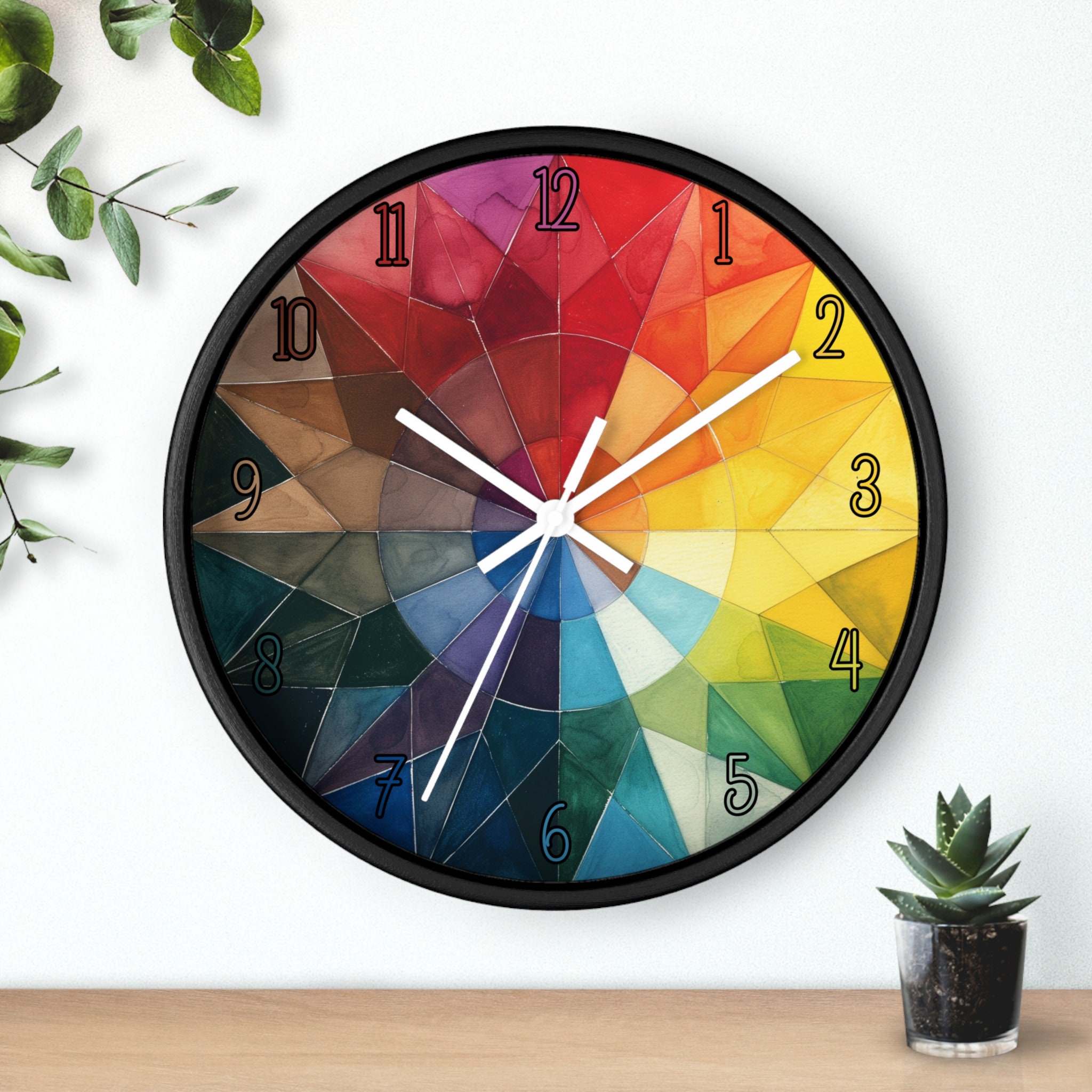 Colorful Colck Color Wheel Clock, Colorful Wall Clock, Clock With Numbers, Colorful ...