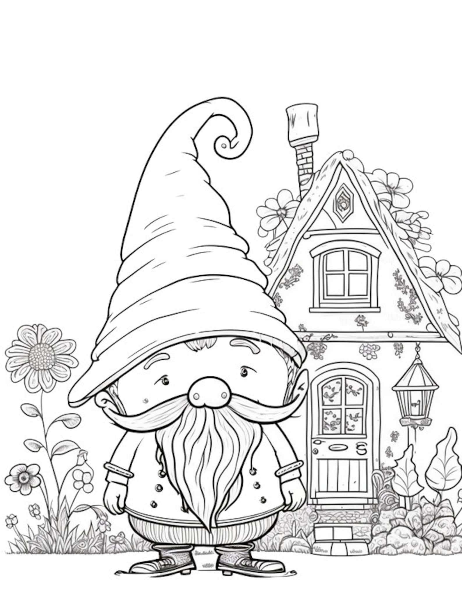 Cute Gnome Coloring Pages 20 Pages Digital Download Coloring Etsy