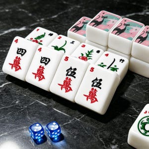 Pink Retro Cat Mahjong Tile Set, Acrylic Tabletop Game Accessories image 6