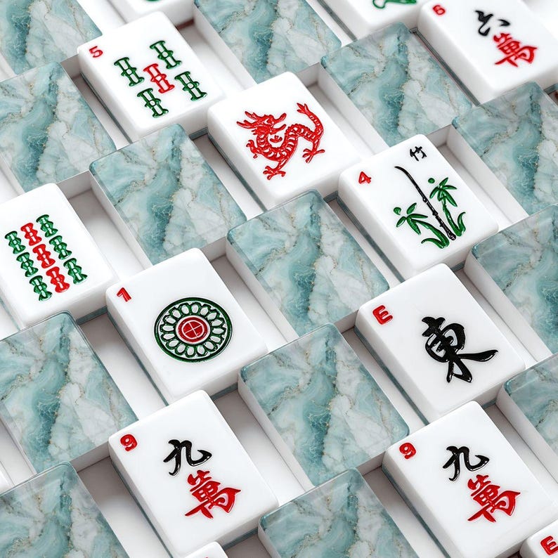 Marble Sky Acrylic American Mahjong Tiles Set 166 Pieces with Jokers, UV Print image 4