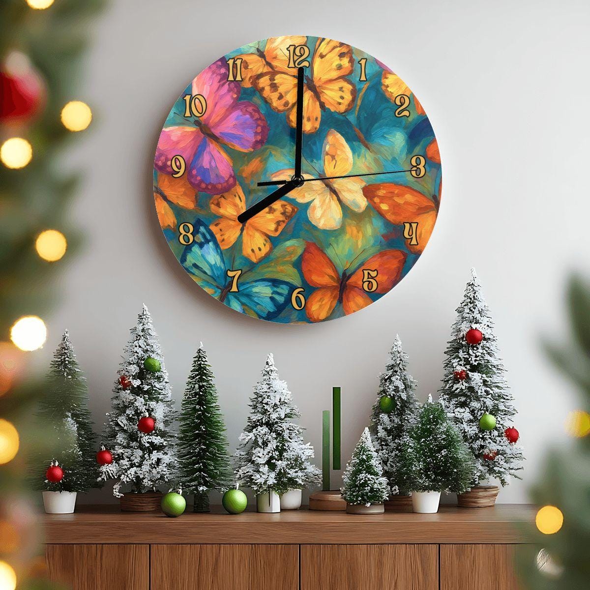 Butterfly Wall Clock, Handcrafted in USA, Home Decor Timepiece, Nature-Inspired Art, Silent - Thumbnail 5