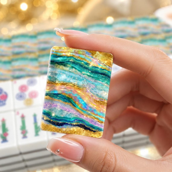 Turquoise Tide American Mahjong Tiles (Traditional Porcelain Style)