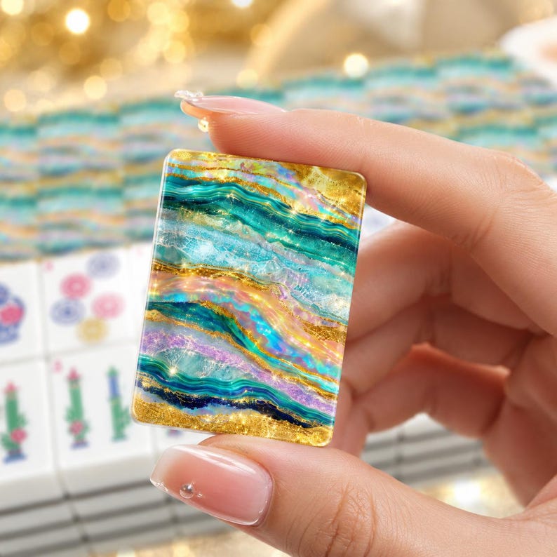 Turquoise Tide American Mahjong Tiles (Traditional Porcelain Style)