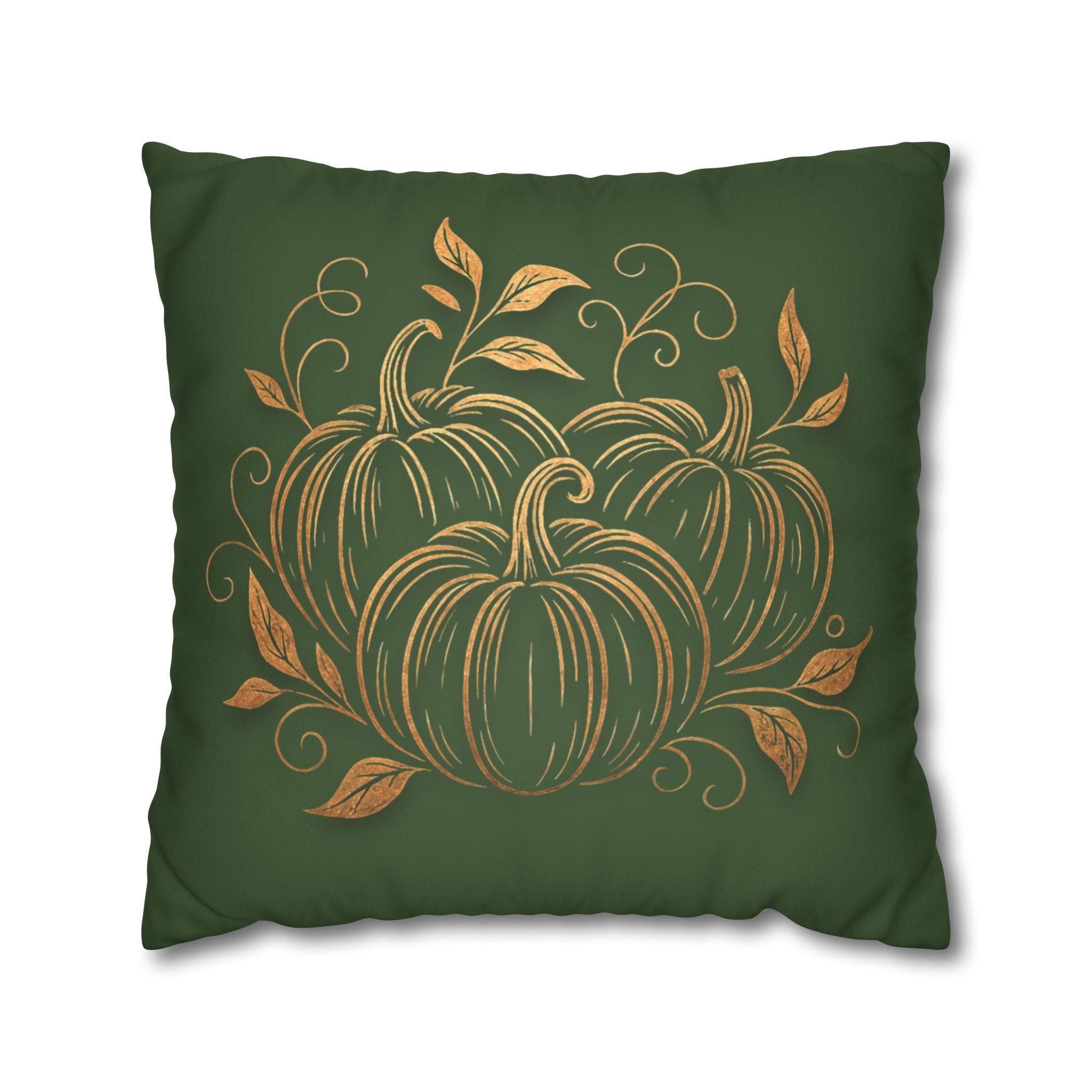Autumn Pumpkin Floral Square Pillowcase - Cozy Fall Accent Cushion Cover for Thanksgiving Decor - Thumbnail 7