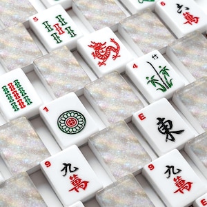 Glitter American Mahjong Tiles - Sparkly White Game Set Pieces Board Gaming Accessories immagine 2