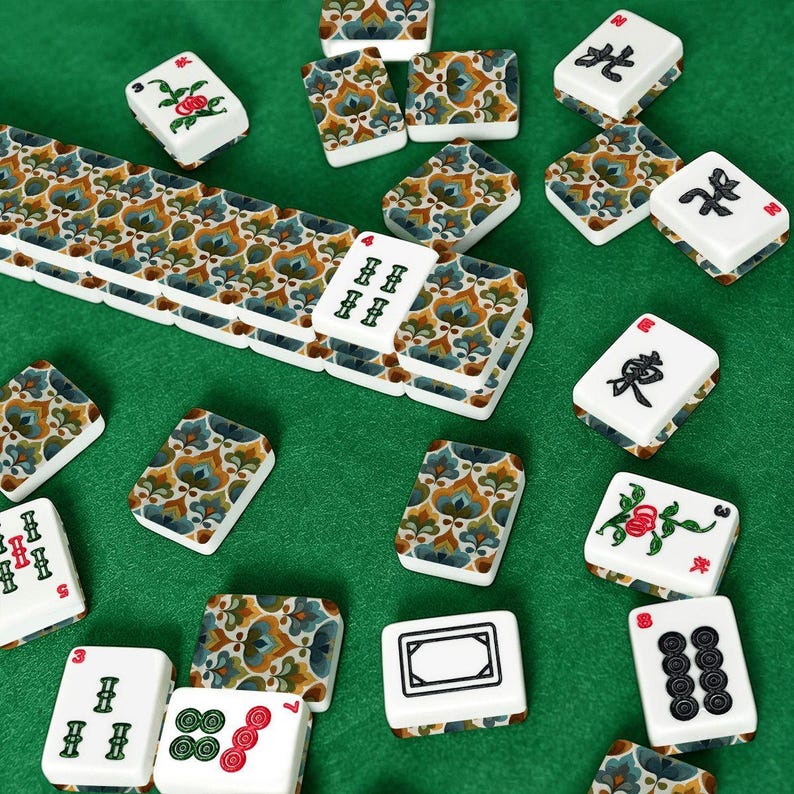 Juego de fichas de mahjong retro americano / 166 piezas de acrílico, ideal para una noche de juegos. imagen 9