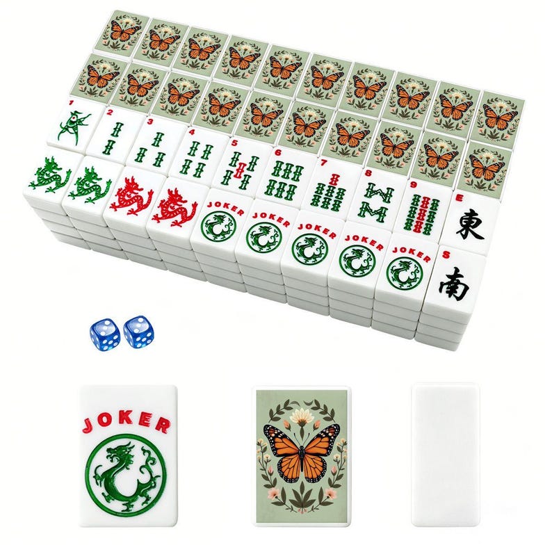 Butterfly Mahjong Tiles Set – Acrylic American Mahjong Game Pieces imagem 3
