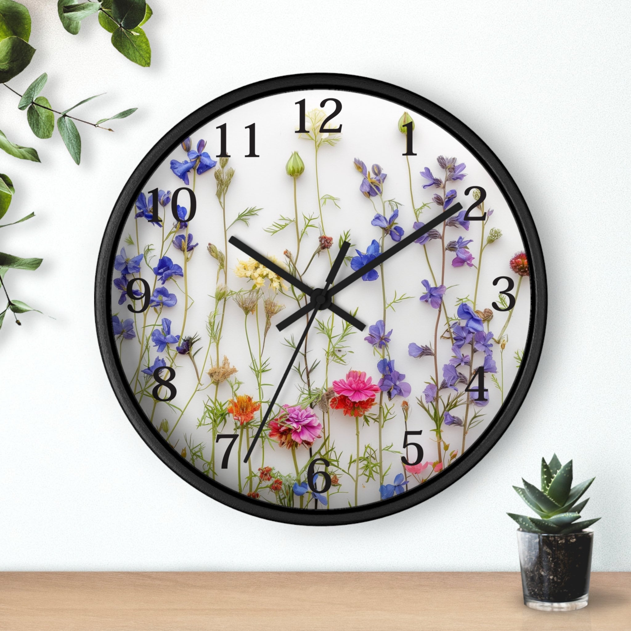 Floral Wall Clock: Botanical Print, Silent Timepiece - Thumbnail 2
