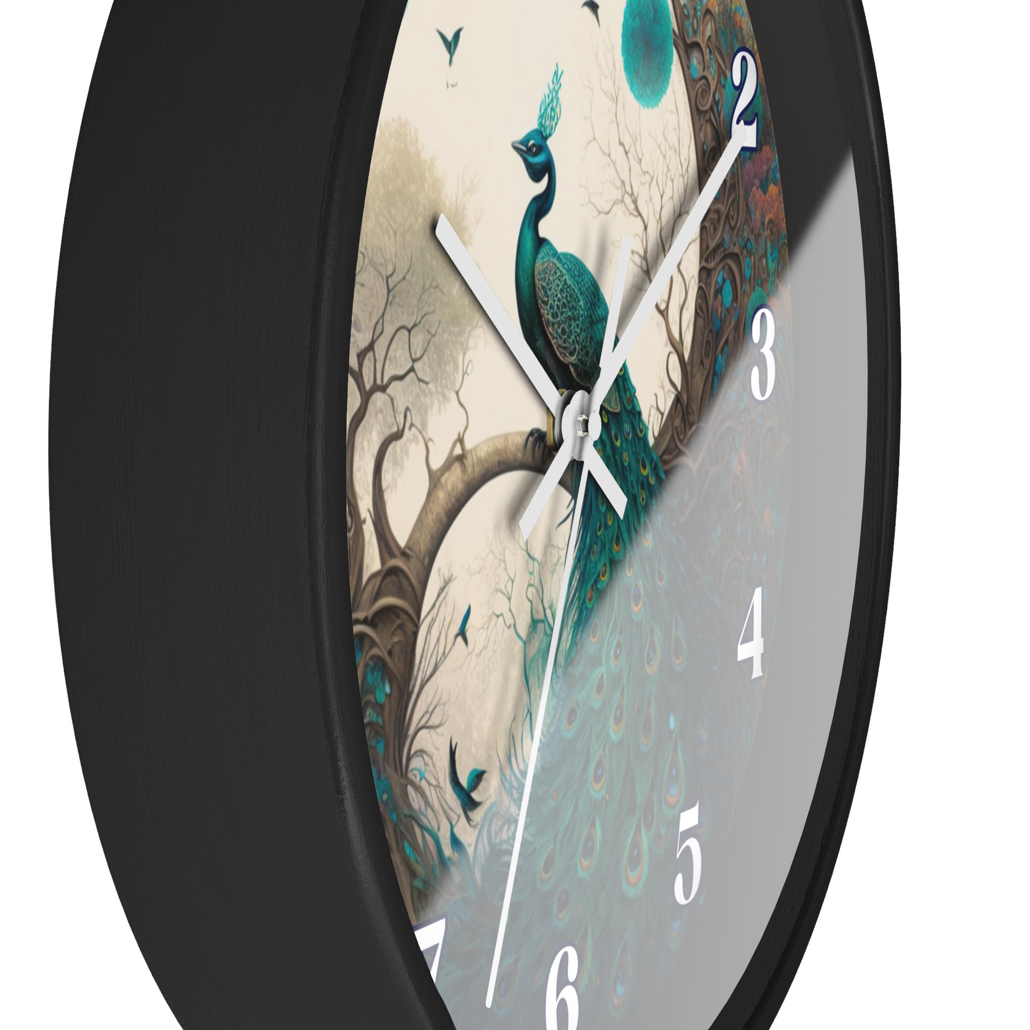 Peacock Round Wall Clock: Unique Handcrafted Decor for Bird Enthusiasts and Stylish Homes - Thumbnail 6