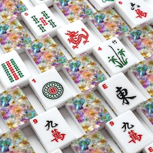 Floral American Mahjong Tiles – Acrylic Game Set with Vibrant Flower Designs image 4