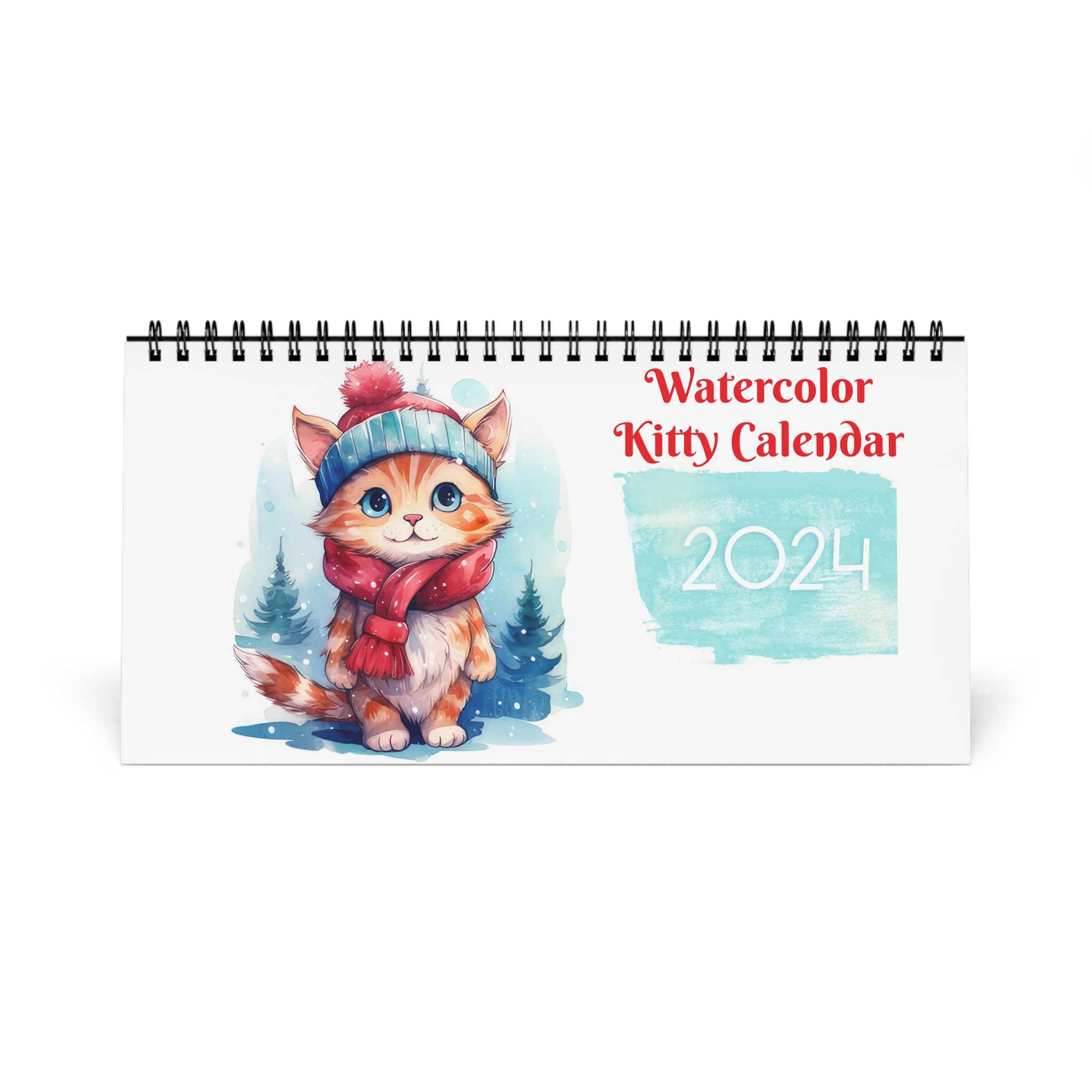Cat Calendar 2024 Cat Calendar Watercolor Cat Calendar Etsy