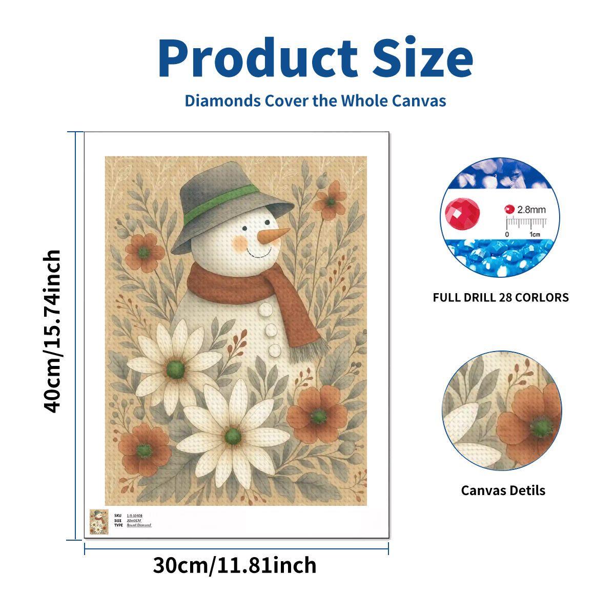 Snowman DIY Crystal Art: Unframed Diamond Painting Kit for Holiday Crafting - Thumbnail 3