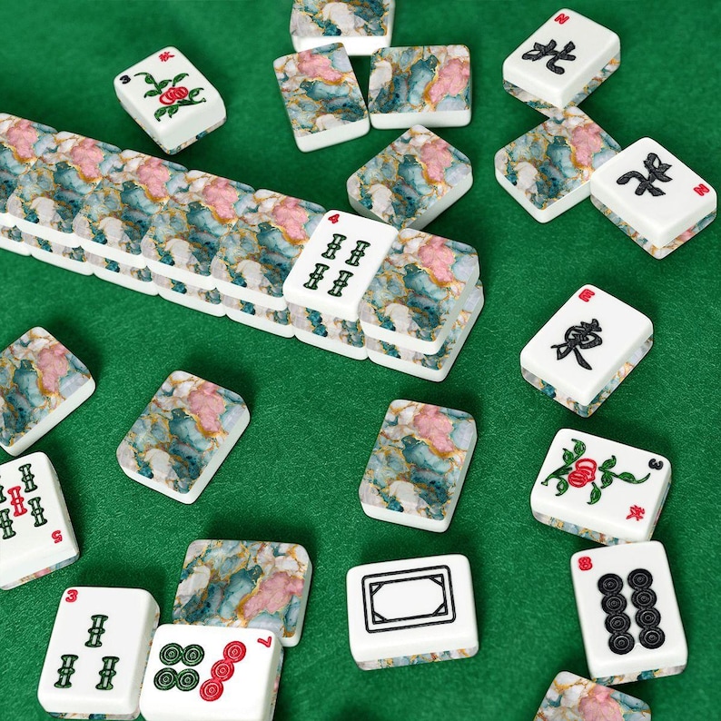 Marble American Mahjong Tiles Set - Stone Gaming Pieces for Mahjong Players image 2