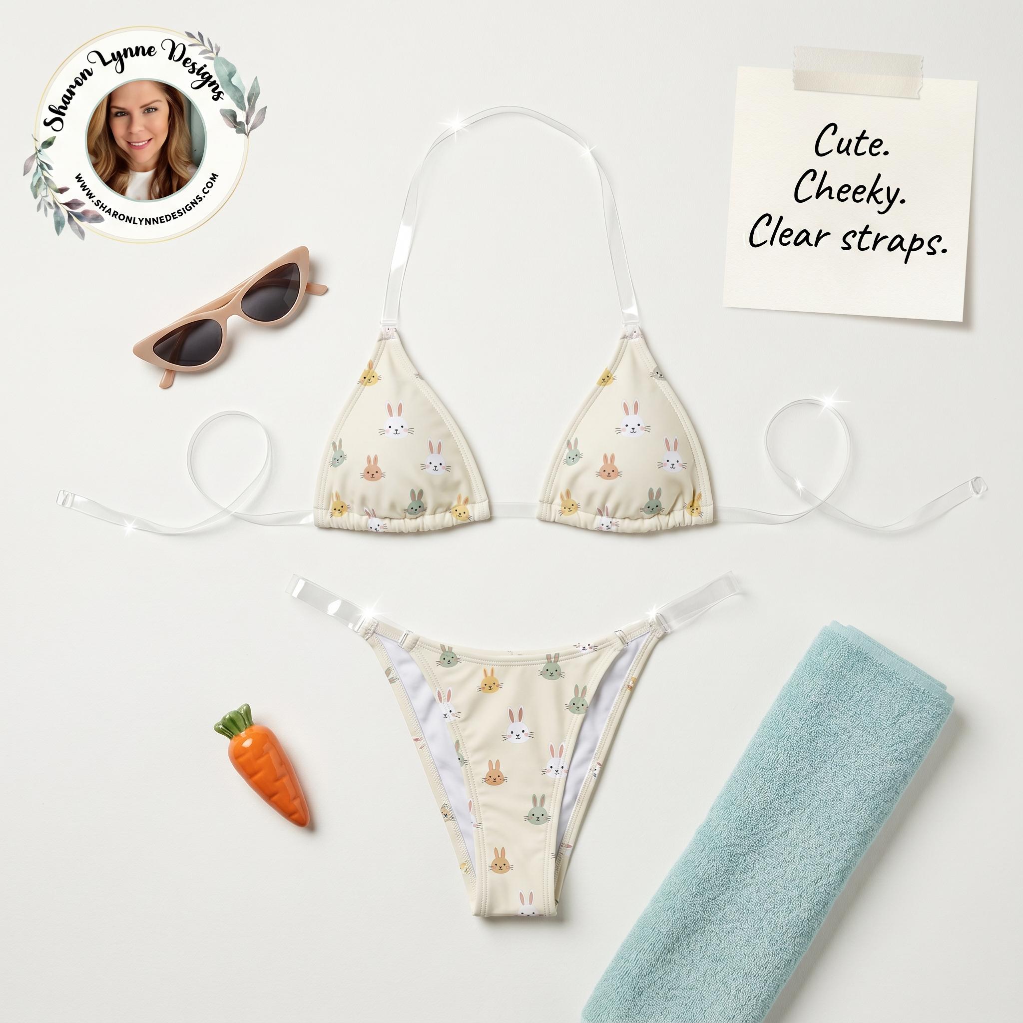 Bunny Bikini With Transparent Straps - Animal Print Swimwear Set for ...