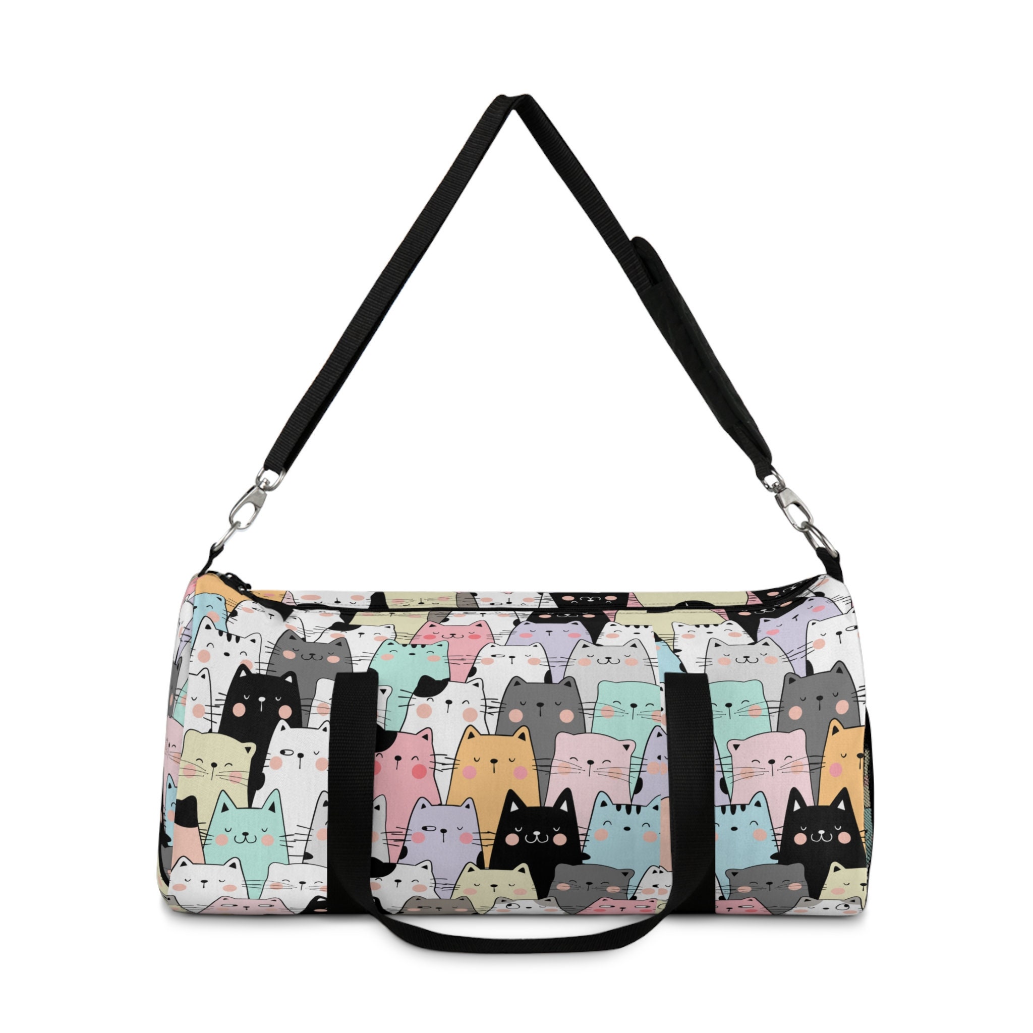 Pastel Cat Duffel Bag, Colorful Gym & Travel Tote, Vacation - Thumbnail 4