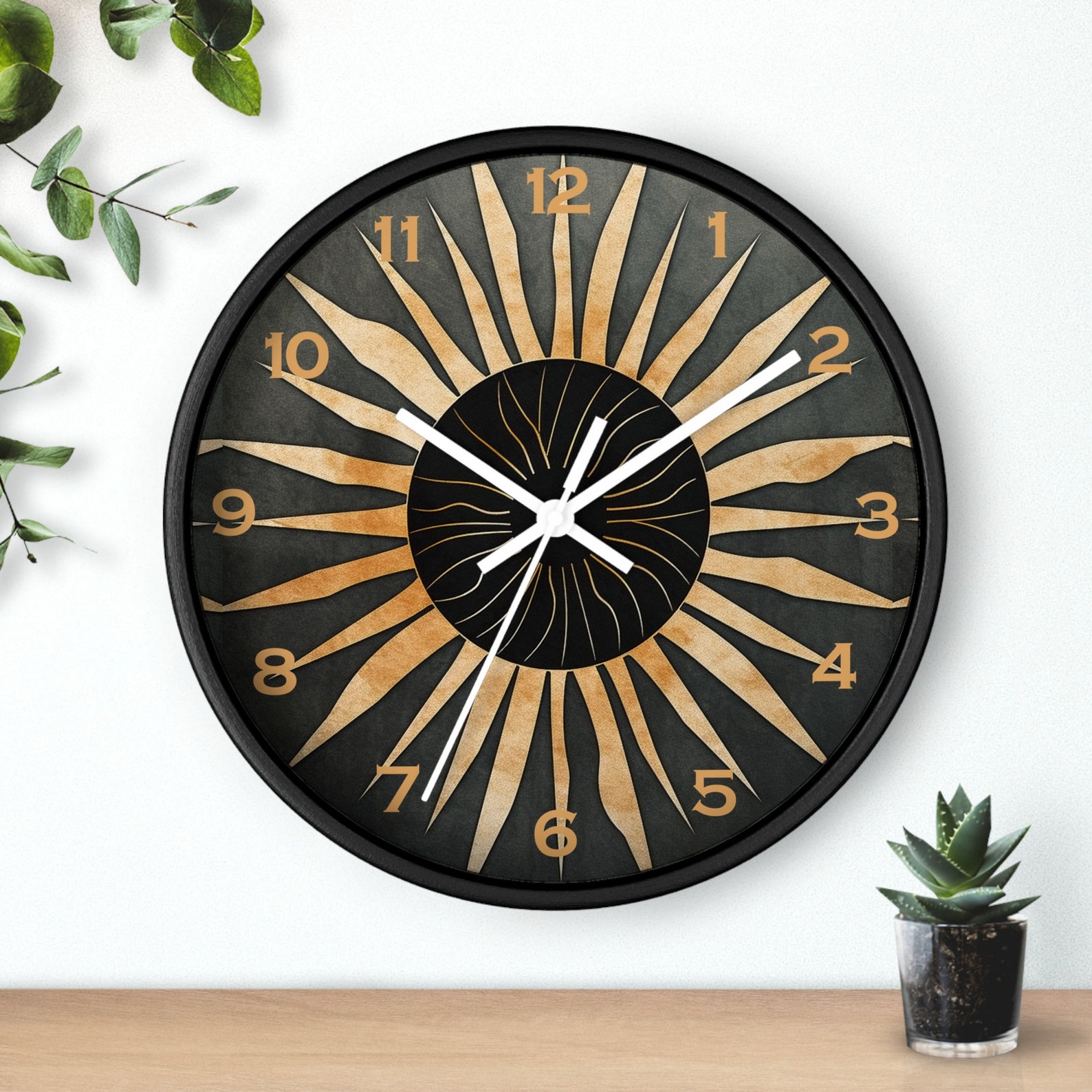 Retro Sunburst Wall Clock - Bohemian Decor, Host Gift, Decorative ...