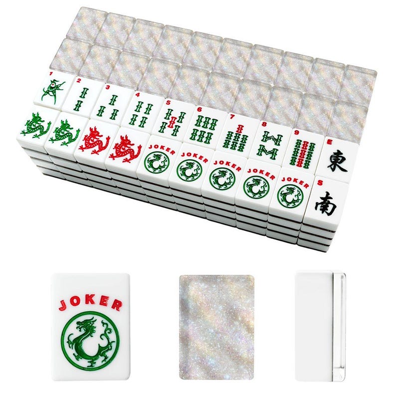 Glitter American Mahjong Tiles - Sparkly White Game Set Pieces Board Gaming Accessories immagine 4