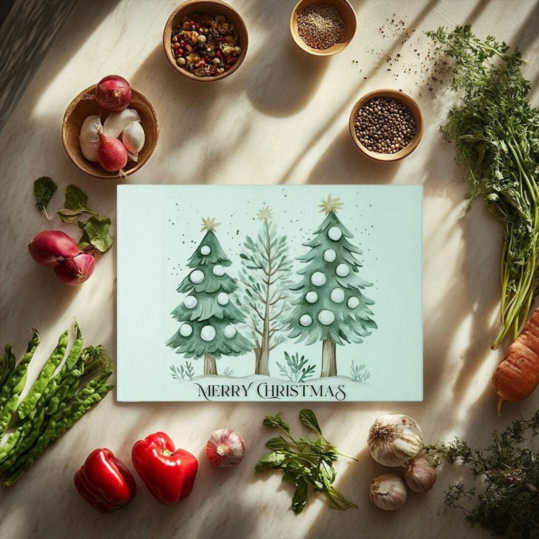 Christmas Glass Chopping Board for Holiday Meals Display Dining - Etsy
