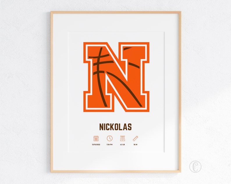 Nickolas Letters Custom Initial Print, Name Printable, Personalized Nursery Wall Art ...