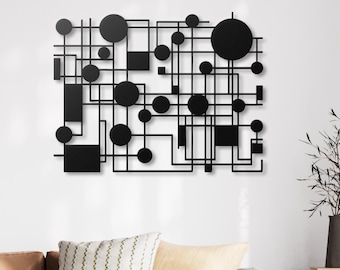 Abstract Metal Wall Sculpture, Geometric Modern Art Decor