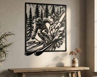 Skier Metal Wall Art, Winter Sports Decor