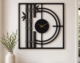 Bamboo Wall Clock, Japanese Wall Clock, Zen Wall Decor, Japandi Decor, Asian Home Decor, Feng Shui Wall Clock, Minimalist Wall Clock ,