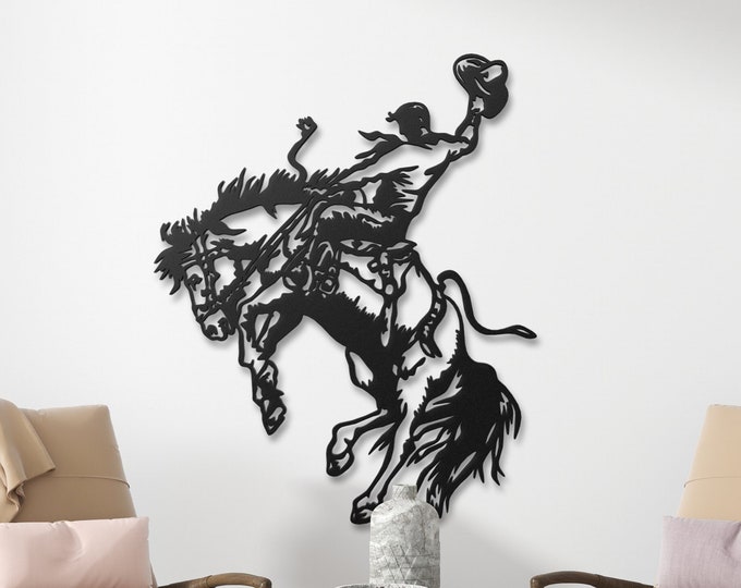 Rodeo Cowboy Metal Wall Art