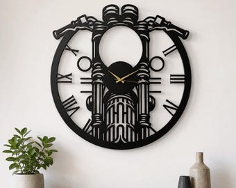Motorcycle Wall Clock, Biker Gift, Motorbike Wall Decor, Man Cave Clock, Garage Wall Decor, Sport Bike Clock, Gift for Bikers