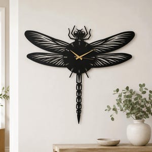 Dragonfly Clock Metal Wall Art, Insect Dragonfly Home Decor, Nature Inspired Wall Clock, Bug Themed Gift, Modern Dragonfly Decor