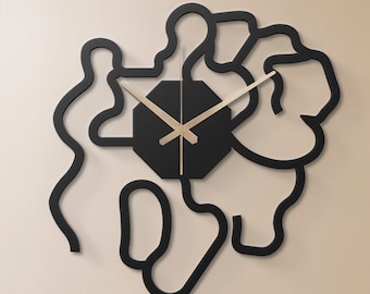 Minimalist Metal Line Wall Clock Modern Art Decor ,