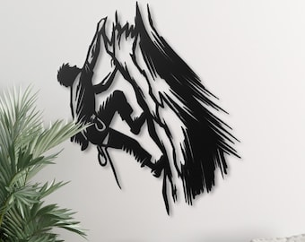 Metal Rock Climber Wall Art, Mountain Silhouette Decor