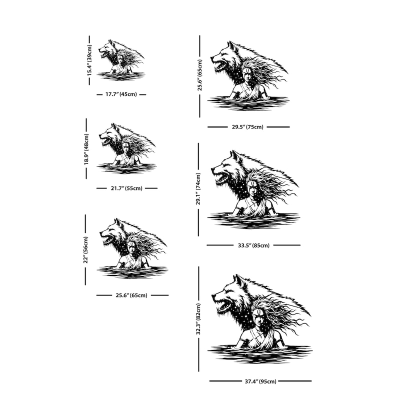 Metalen muurkunst wolf vrouw, silhouet vrouwelijke krijger, muurdecoratie wolfgeest, donkere vrouwelijke krachtkunst, moderne metalen muurdecoratie afbeelding 2