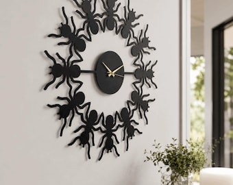 Ant Wall Clock, Ant Silhouette Clock, Insect Wall Decor, Bug Wall Clock, Silent Wall Clock, Entomology Gift, Animal Themed Clock
