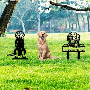 Golden Retriever Dog Metal Yard Art, Outdoor Christmas Decor, Dog Memorial or Remembrance Gift, Metal Gravestone, Custom Dog Portrait