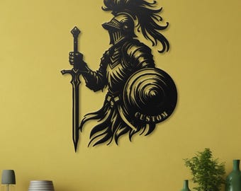 Knight in Shining Armor Metal Wall Art | Medieval Decor | Custom Sword and Shield Silhouette