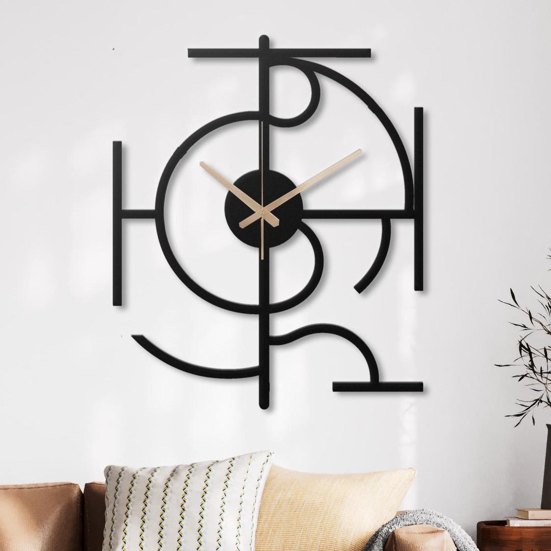 Abstract Metal Wall Clock, Modern Geometric Art, Silent Clock - Etsy