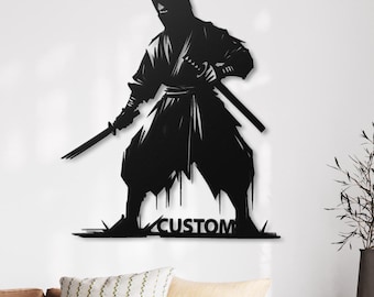 Custom Ninja Metal Wall Art, Personalized Ninja Decor, Martial Arts Gift, Japanese Art,  Custom Name Sign,  Wall Hanging, Metal Art