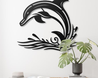 Dolphin Metal Wall Art, Coastal Home Decor