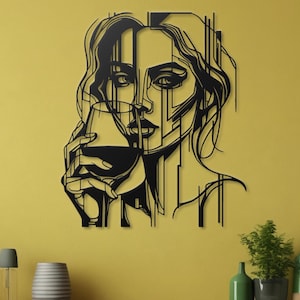 Metal Wall Art Wine Woman Kitchen Decor Bar Wall Art Wine Lover Gift Modern Wine Decor Wine Bar Sign Black Metal Kitchen Wall Art