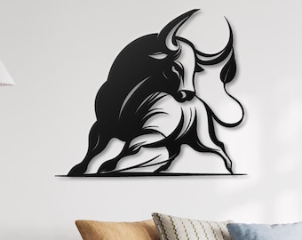 Charging Bull Metal Wall Art Masculine Decor, Gift for Him